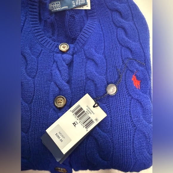 Polo by Ralph Lauren Women's  Cable Knit wool cashmere cardigan xl - Picture 4 of 5